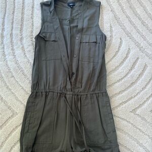 Green Utility Jumpsuit with Elastic Waist